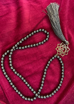 Open image in slideshow, Hematite Crystal Mala with Tassel 6mm
