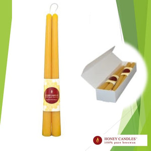Open image in slideshow, Organic 100% Pure Beeswax Pair of 12 &quot; Tapers by Honey Candles of Kaslo, B.C. Assorted Colours
